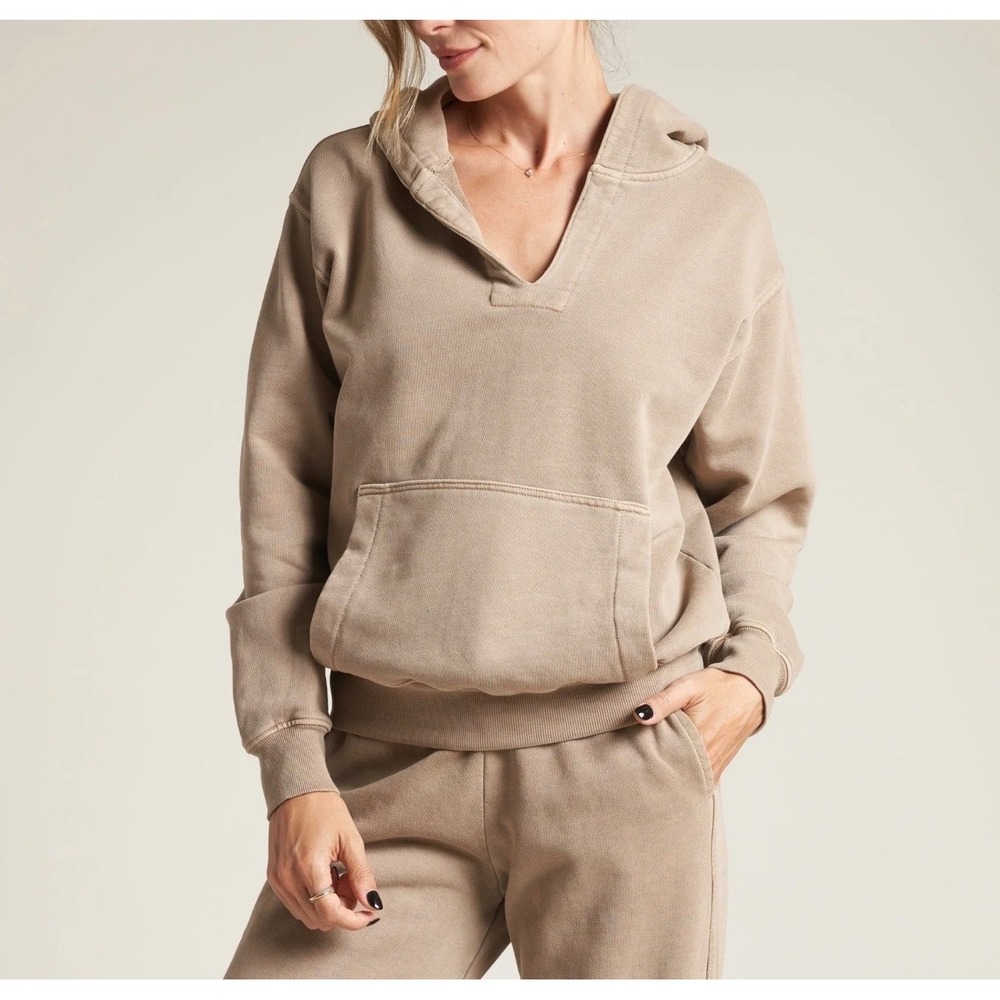 Rowan Avery Classic Terry Womens Hoodie Stone Size L 100% cotton Made‎ in USA